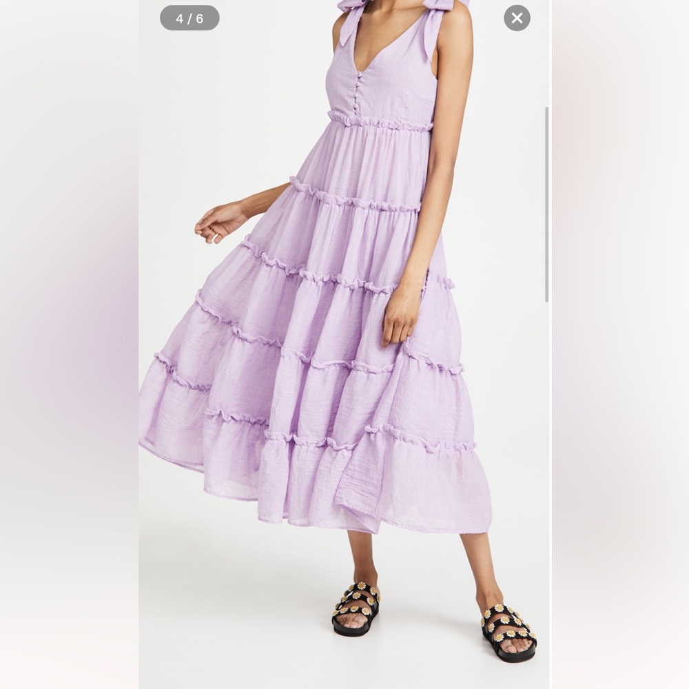 English Factory tiered midi dress in lilac